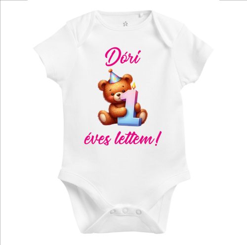 1 éves lettem lányos baba body (választható név)