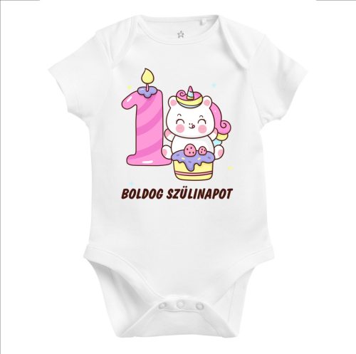 Boldog első szülinapot unikornis mintájú baba body
