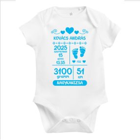 Születési adatok emlék fiús baba body