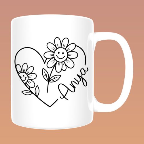 Anya virágos szíves bögre