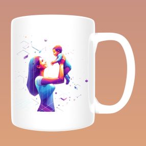   Művészi Anya Kollekció - Geometrikus anya‑gyerek illusztrációs (10) bögre