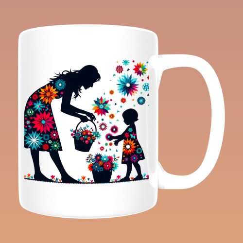 Művészi Anya Kollekció - Geometrikus anya‑gyerek illusztrációs (18) bögre