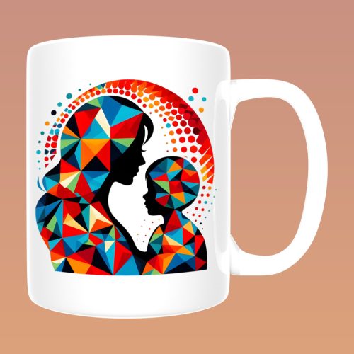 Művészi Anya Kollekció - Geometrikus anya‑gyerek illusztrációs (19) bögre