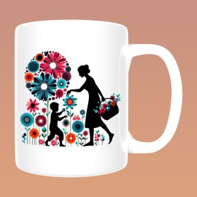   Művészi Anya Kollekció - Geometrikus anya‑gyerek illusztrációs (21) bögre