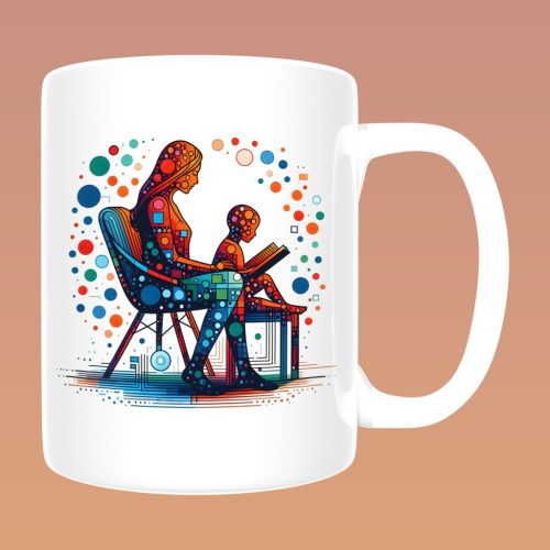 Művészi Anya Kollekció - Geometrikus anya‑gyerek illusztrációs (3) bögre