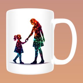   Művészi Anya Kollekció - Geometrikus anya‑gyerek illusztrációs (9) bögre