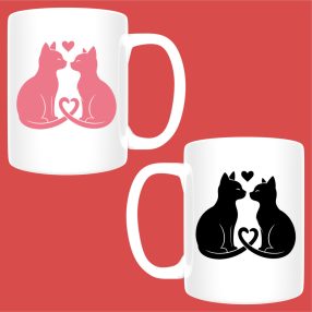 Valentin napi cicás páros bögre