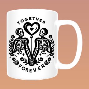 Together Forever fekete csontvázas bögre