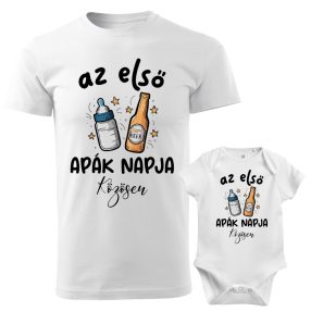   Első apák napja közösen fiús mintájú férfi póló body páros
