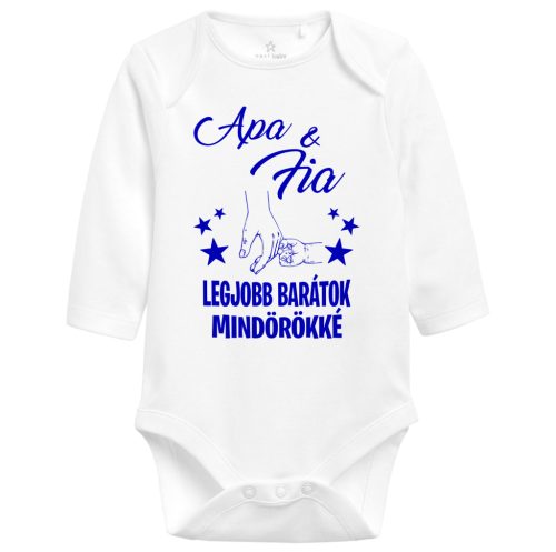 Apa és fia, legjobb barátok mindörökké mintájú hosszúujjú baba body