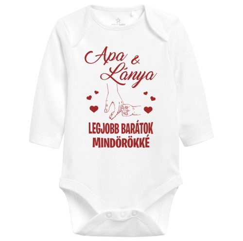 Apa és lánya, legjobb barátok mindörökké mintájú hosszúujjú baba body