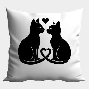 Fekete cicás szíves párna