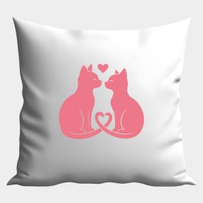 Rózsaszín cicás szíves párna