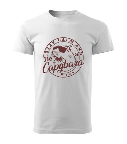 Capybara Kollekció - Stay calm and be a capybara bronz feliratos férfi póló