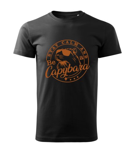 Capybara Kollekció - Stay calm and be a capybara bronz feliratos férfi póló