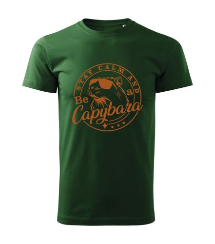 Capybara Kollekció - Stay calm and be a capybara bronz feliratos férfi póló