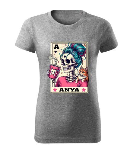 Csontváz Anya kávéval póló