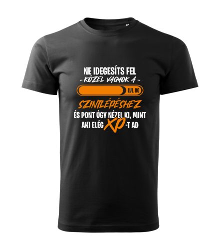 Ne idegesíts fel, közel vagyok a szintlépéshez férfi póló (válaszható kor)