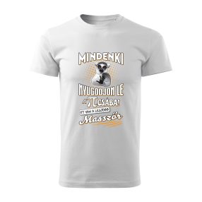 Mindenki nyugodjon le, masszőr! férfi lemur póló