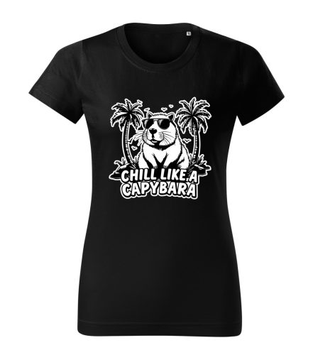 Capybara Kollekció - Chill like a capybara fehér kontúros női póló