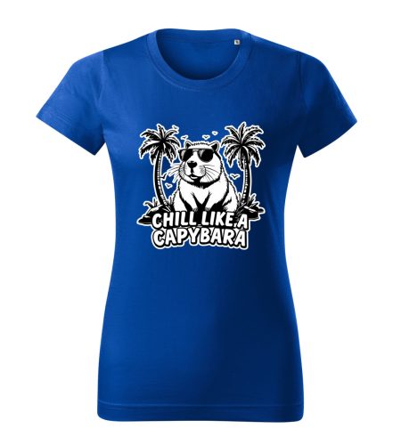 Capybara Kollekció - Chill like a capybara fehér kontúros női póló