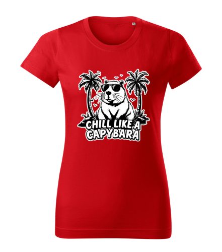 Capybara Kollekció - Chill like a capybara fehér kontúros női póló