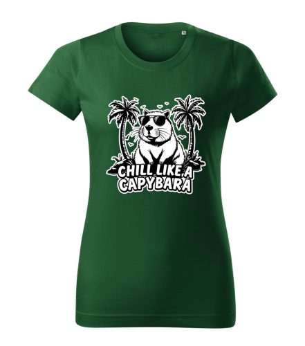 Capybara Kollekció - Chill like a capybara fehér kontúros női póló