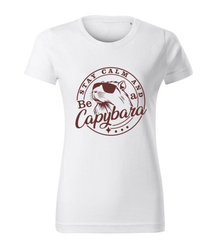 Capybara Kollekció - Stay calm and be a capybara bronz feliratos női póló