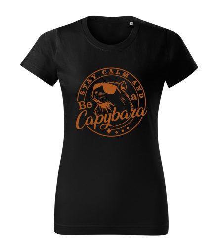 Capybara Kollekció - Stay calm and be a capybara bronz feliratos női póló