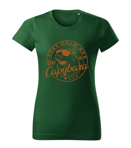 Capybara Kollekció - Stay calm and be a capybara bronz feliratos női póló