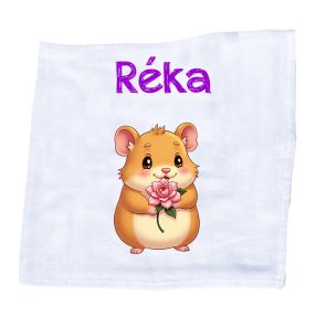   Állatfigurás, saját neves textilpelenka - Hörcsög (választható név+szín)