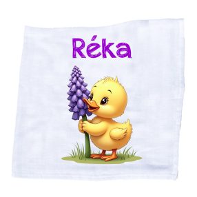   Állatfigurás, saját neves textilpelenka - Kiskacsa (választható név+szín)