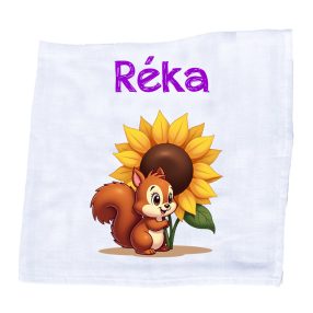   Állatfigurás, saját neves textilpelenka - Mókus (választható név+szín)