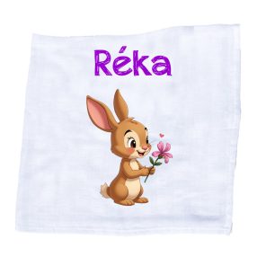   Állatfigurás, saját neves textilpelenka - Nyuszi (választható név+szín)