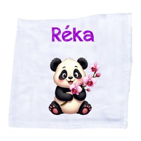   Állatfigurás, saját neves textilpelenka - Panda (választható név+szín)