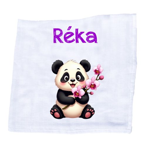 Állatfigurás, saját neves textilpelenka - Panda (választható név+szín)