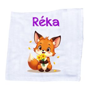   Állatfigurás, saját neves textilpelenka - Róka (választható név+szín)