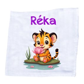   Állatfigurás, saját neves textilpelenka - Tigris (választható név+szín)