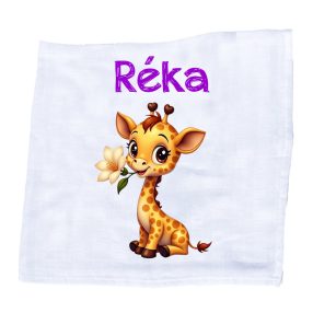   Állatfigurás, saját neves textilpelenka - Zsiráf (választható név+szín)